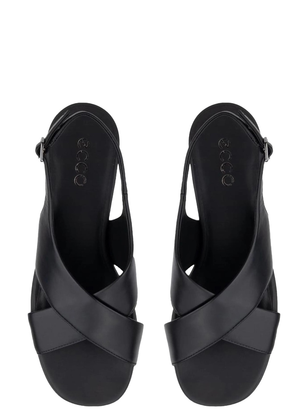 ECCO Sculpted Alba 25 black leather sandals featuring crossover straps